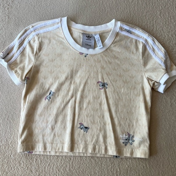 Adidas x Disney Stitch Cream Cropped Tee M Limited Edition - Picture 4 of 14
